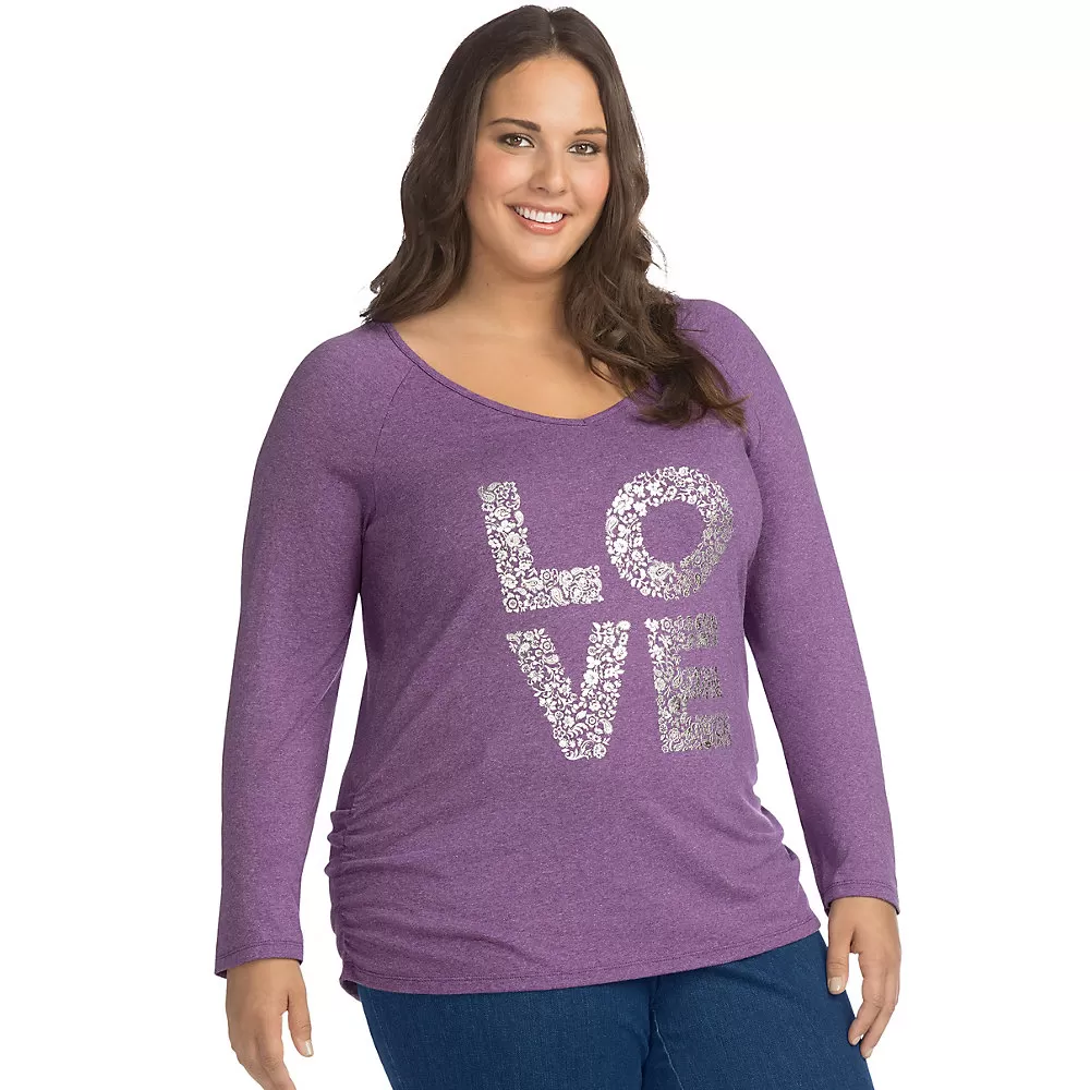 JMS L/S Side Shirred Graphic Tee