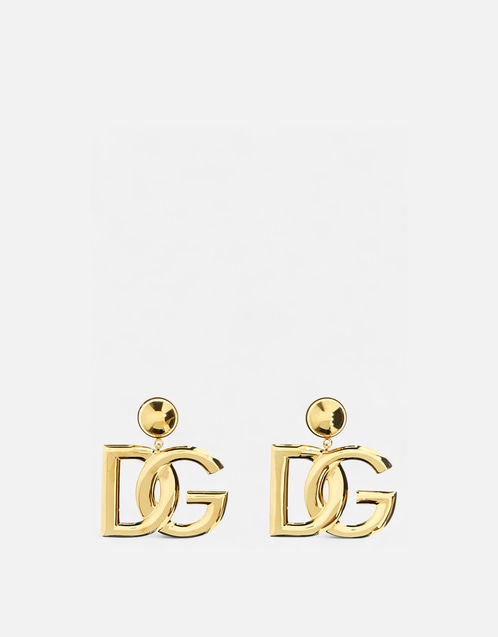 Gold Metal Logo Earrings