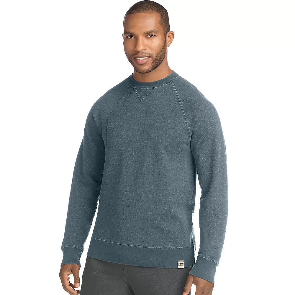 Hanes Mens 1901 Heritage Fleece V-notch Crewneck Sweatshirt