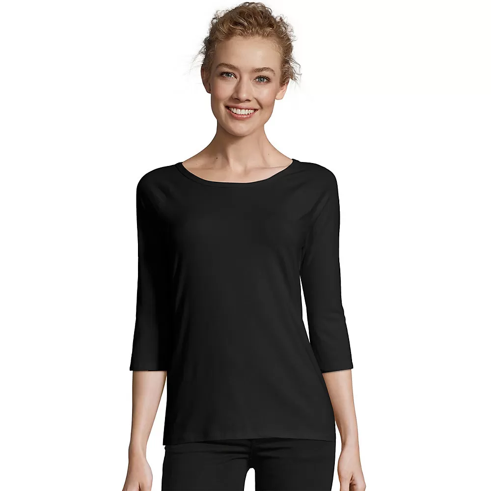 Hanes Stretch Cotton Womens Raglan Sleeve Tee