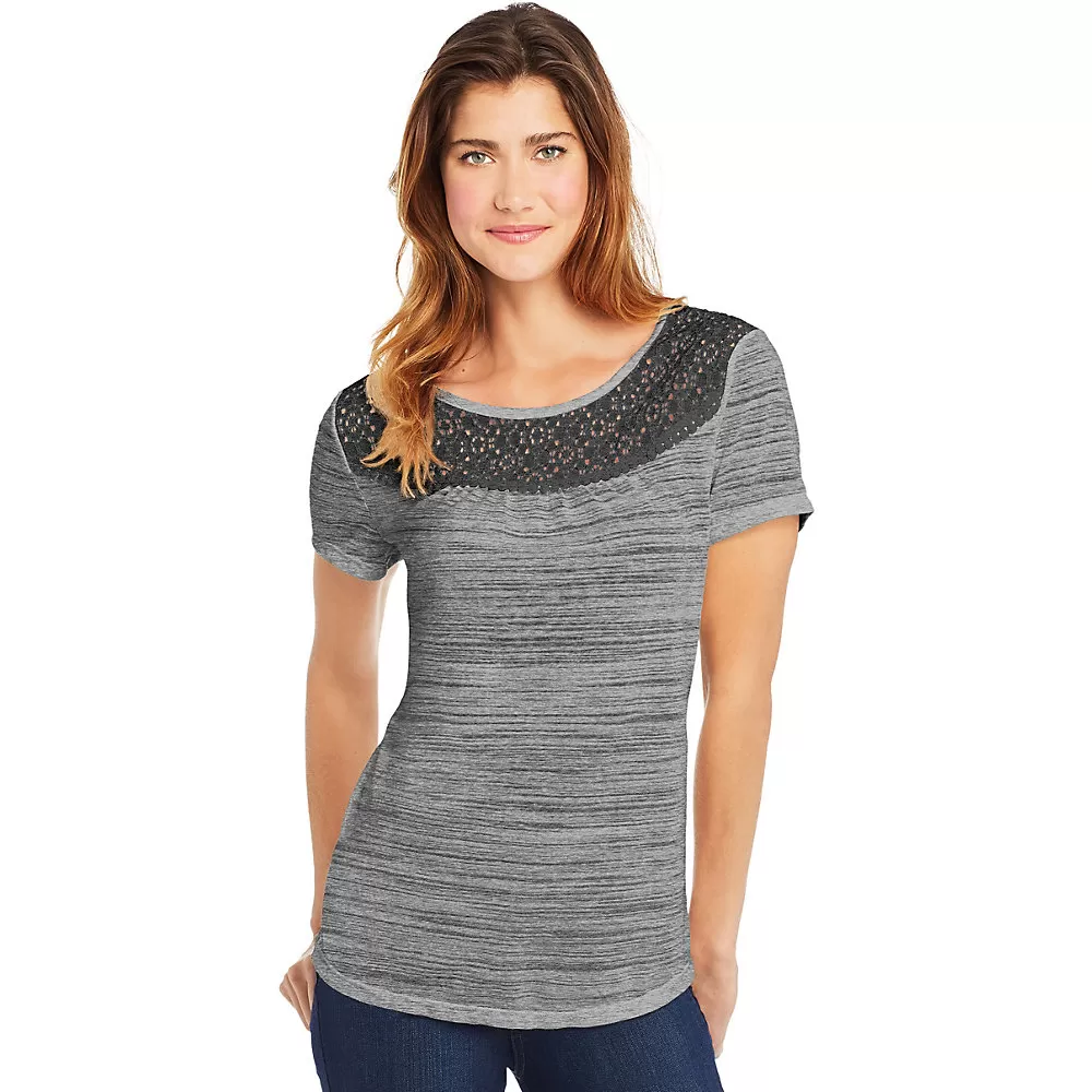 Hanes Womens Peasant Top with Lace Trim