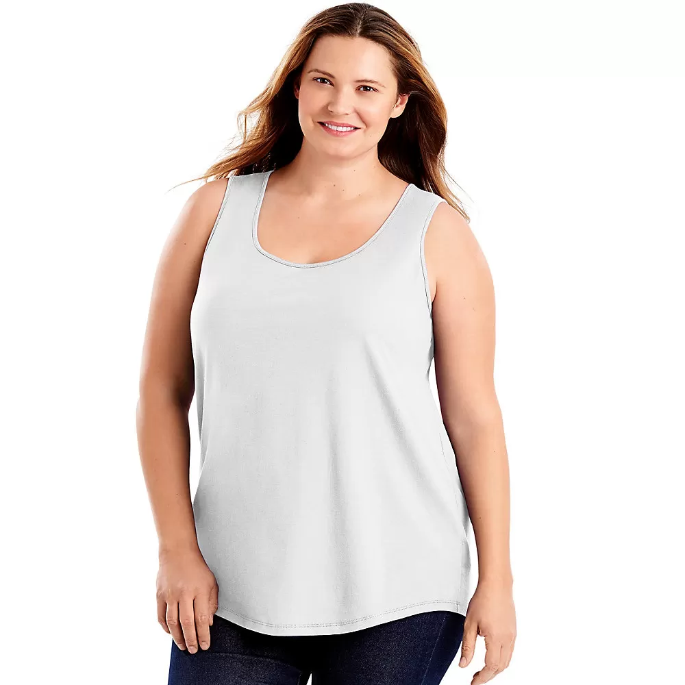 Just My Size Cotton Jersey Shirttail Womens Tank Top