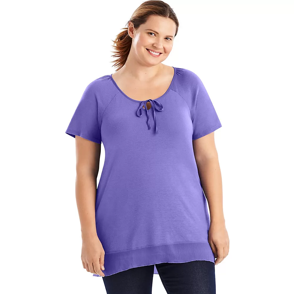 Just My Size Chiffon-Trim Hi-Lo Womens Tunic