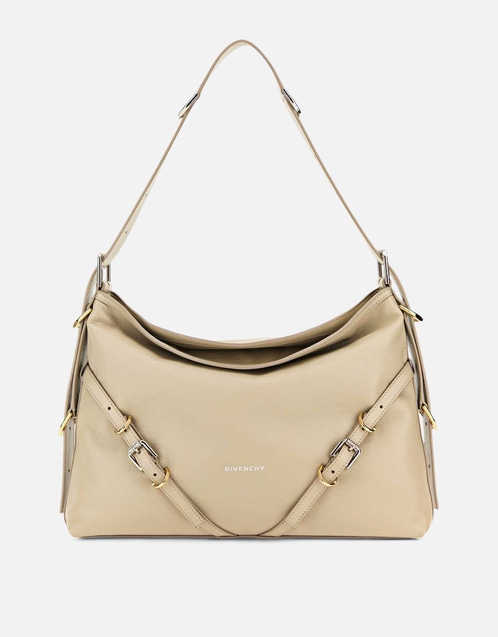 Sand Leather Medium Voyou Shoulder Bag