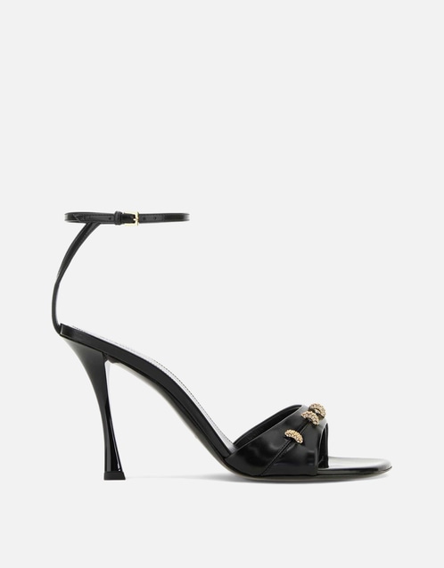 Black Leather Stitch Sandals