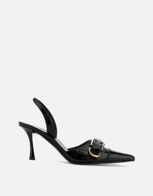 Black Leather Voyou Pumps