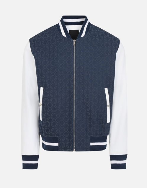 Men's Varsity Jacket in Monogram 72 Denim and Calfskin Leather