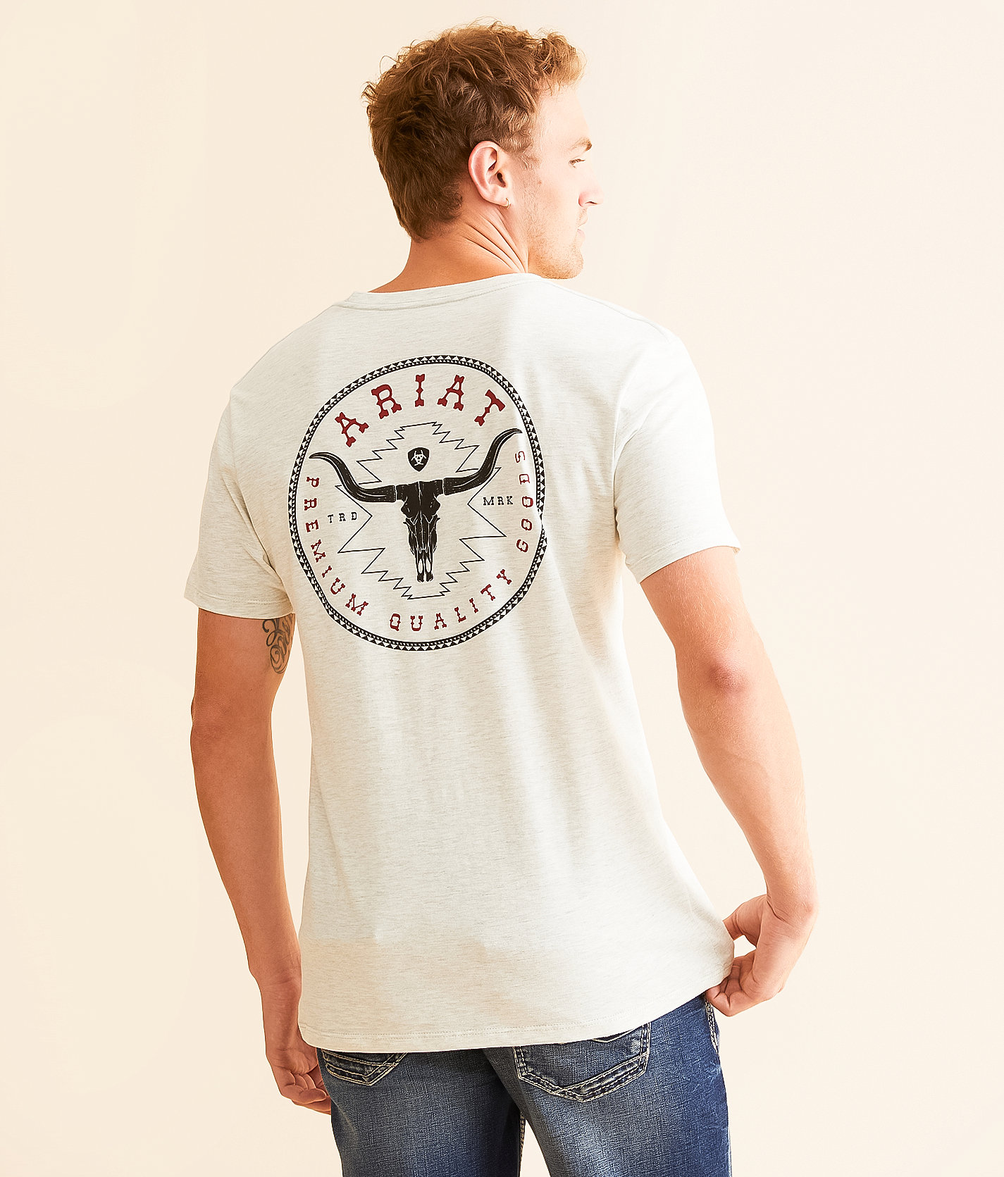 Ariat Southwest Longhorn T-Shirt - Men's T-Shirts in Oatmeal Heather