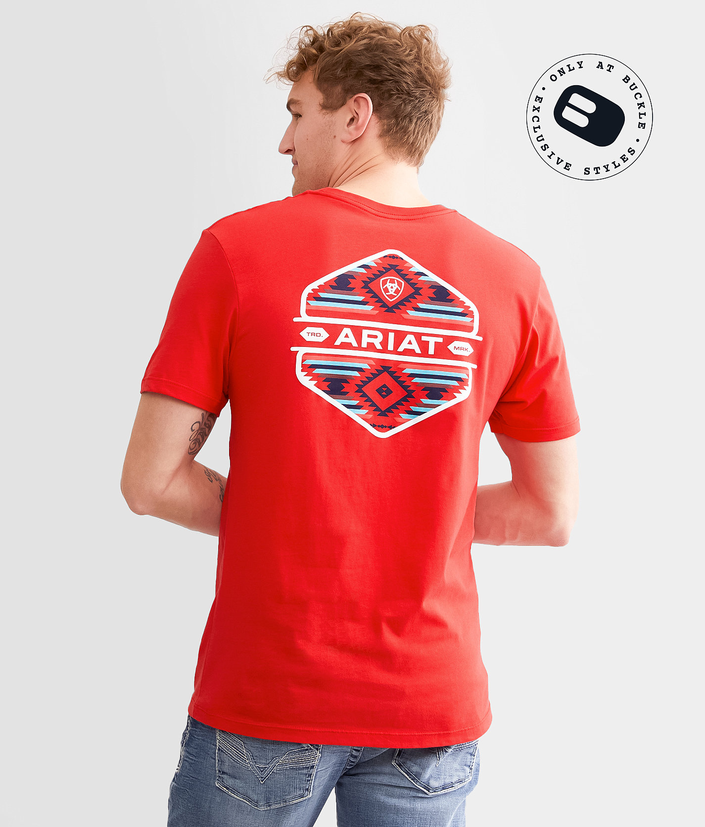 Ariat Chinelos Hex T-Shirt - Men's T-Shirts in Mars Red