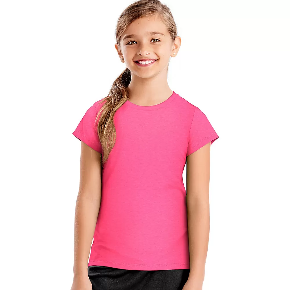 Hanes Sport 153 Girls Heathered Tech Performance Tee