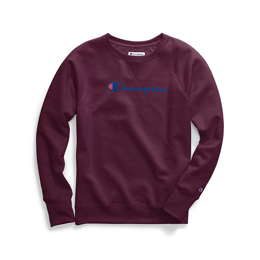 Champion Women Plus Powerblend Fleece Crew Graphic-2C Champion Script