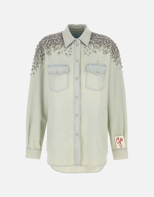 Cabochon Crystals Boyfriend Shirt