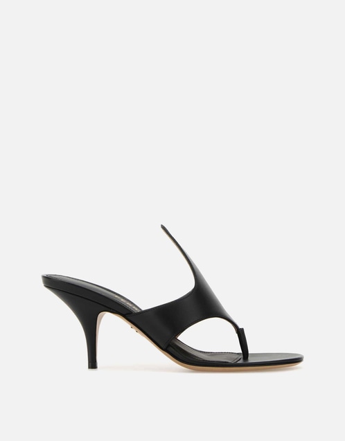 Lyrai Calfskin Leather High-Heeled Thong Slippers