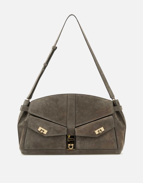 Suede Calfskin Leather Crossbody Bag