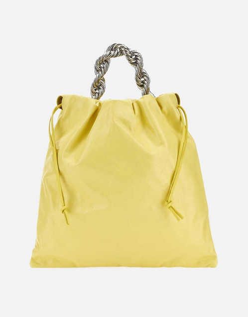 Yellow Calfskin Leather Bucket Bag