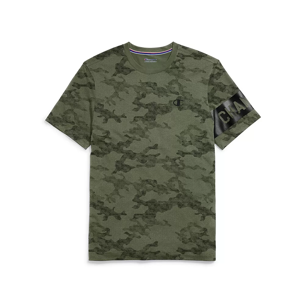 Champion Mens Camo Mesh Tee, Block Logo