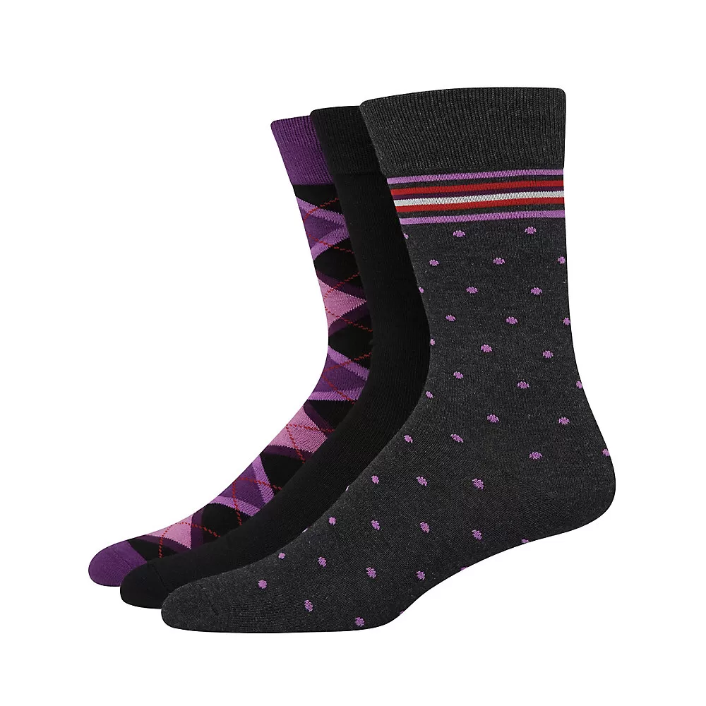 Hanes Ultimate Mens FreshIQ Mens Assorted Dress Socks 3-Pack
