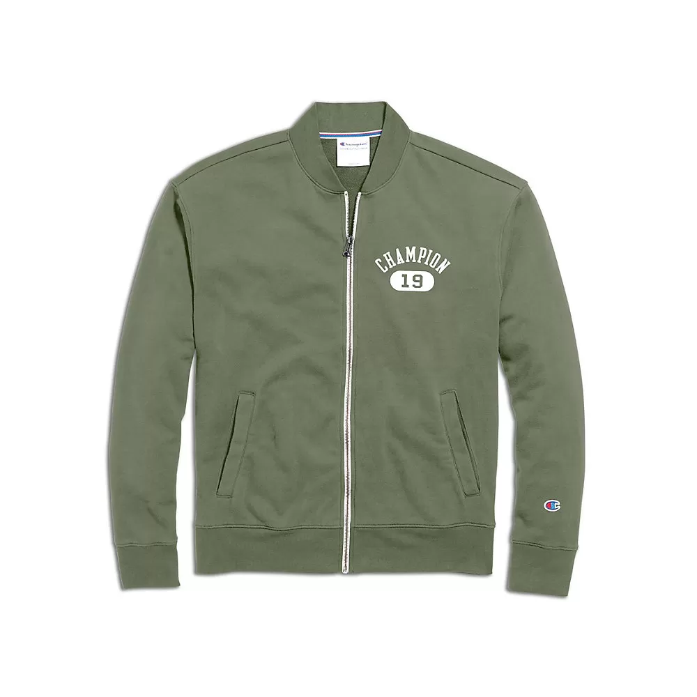 Champion Mens Heritage French Terry Warm-Up Jacket, Arch Logo