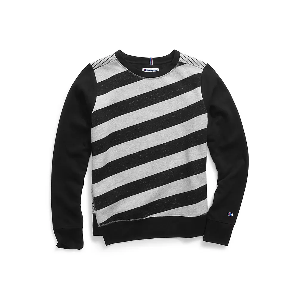 Champion Women Heritage Fleece Asymmetrical Stripe Crew