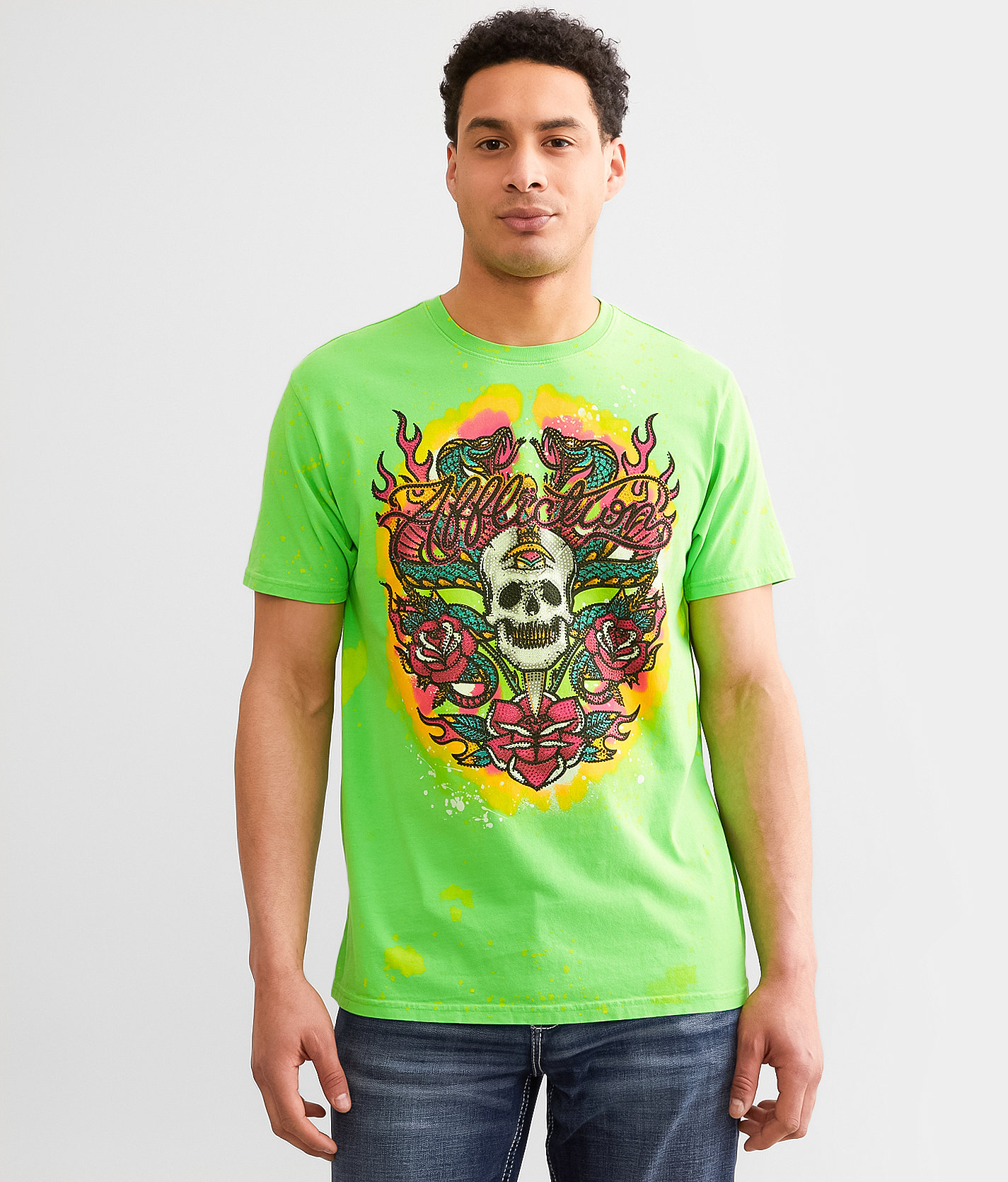 Affliction Twisted Poison T-Shirt - Men's T-Shirts in Optic Neon Green Pigment