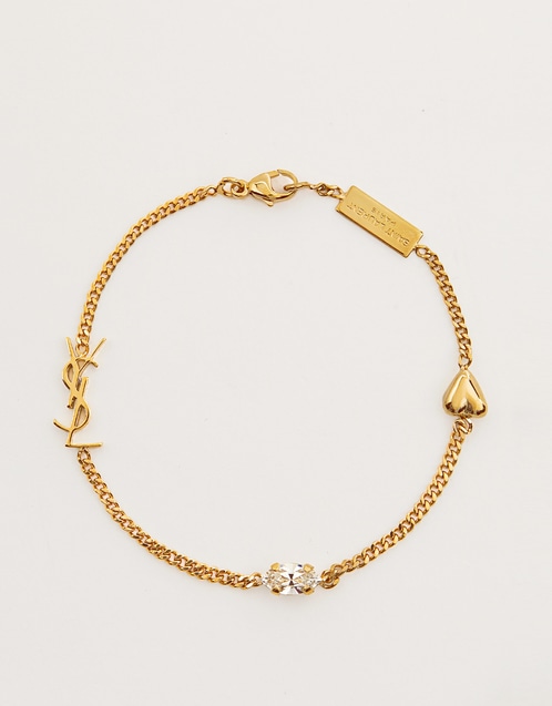 Cassandre Metal Rhinestone Heart Charm Bracelet