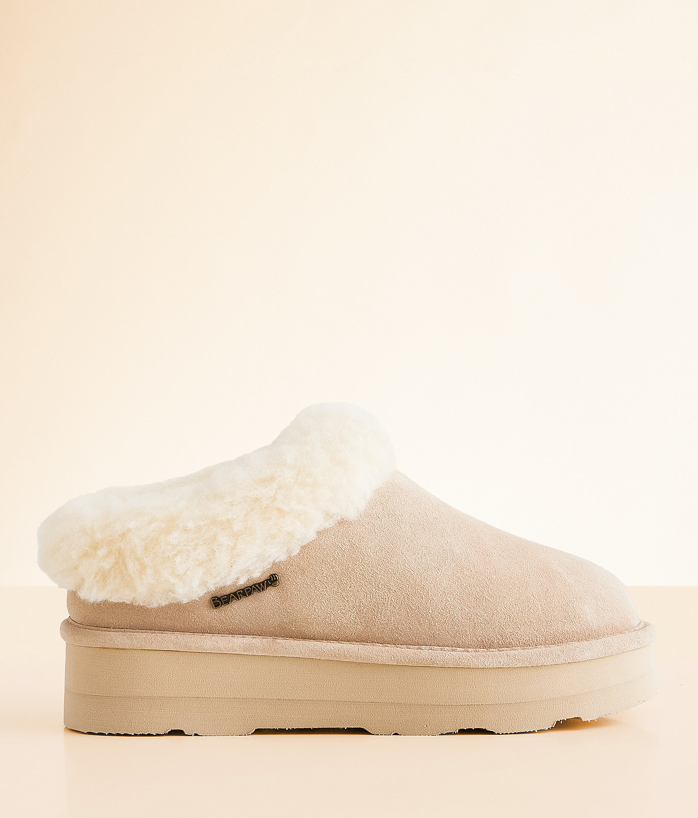 Bearpaw Brynne Platform Suede Slipper - Women's Shoes in Oat