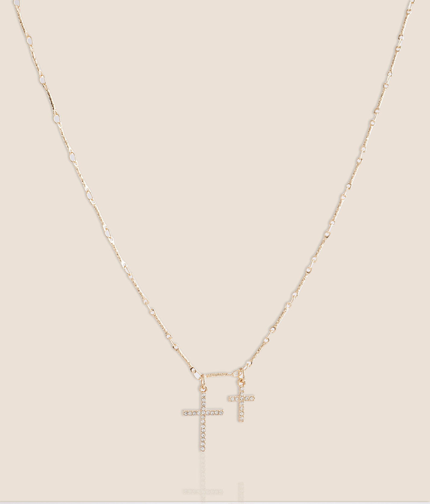 boutique by BKE Double Cross Pendant Necklace - Women's Jewelry in Gold