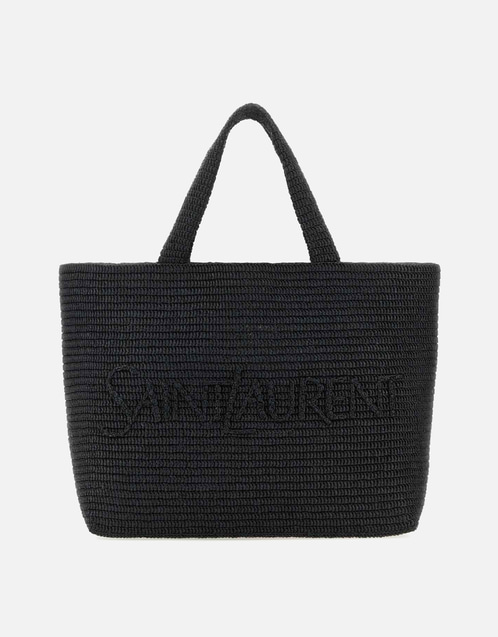 Men's Black Raffia Shopping Bag