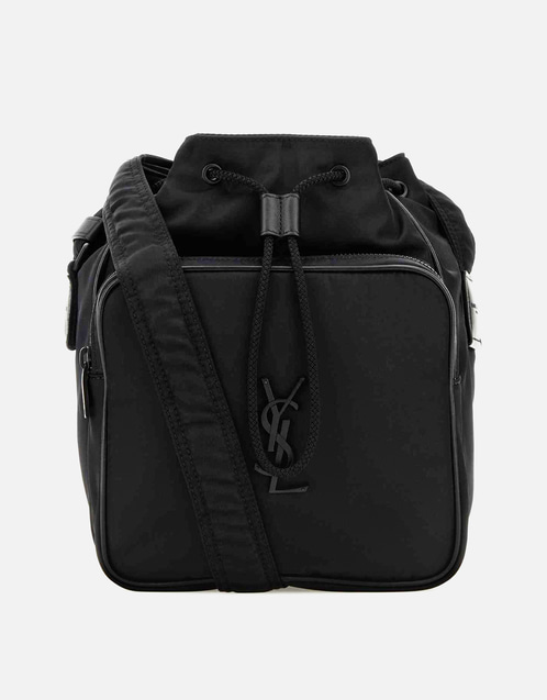 Men's Black Nylon Bucket Bag