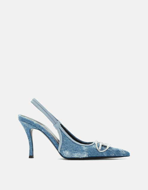 D-Venus Cotton And Goat Leather Slingback Pumps