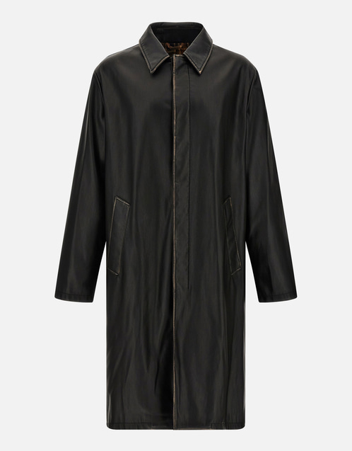 Men's Distressed Leather-Effect Coat