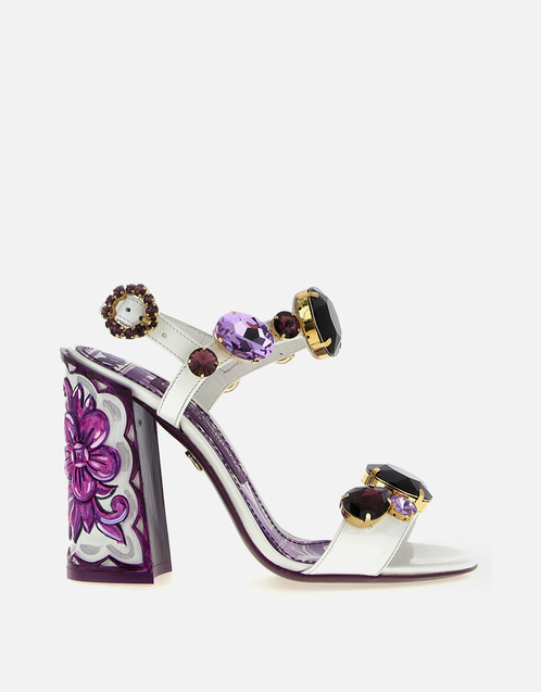 Patent Leather Sandal With Jewel Embroidery