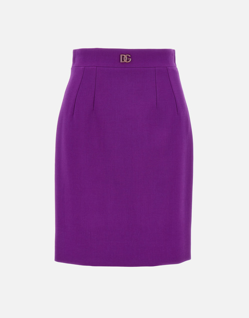 Metallic Logo Virgin Wool Skirt