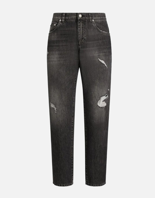 Men's Cotton Distressed Effect Jeans