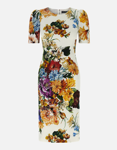 Cotton Blend Jacquard Knee Length Dress