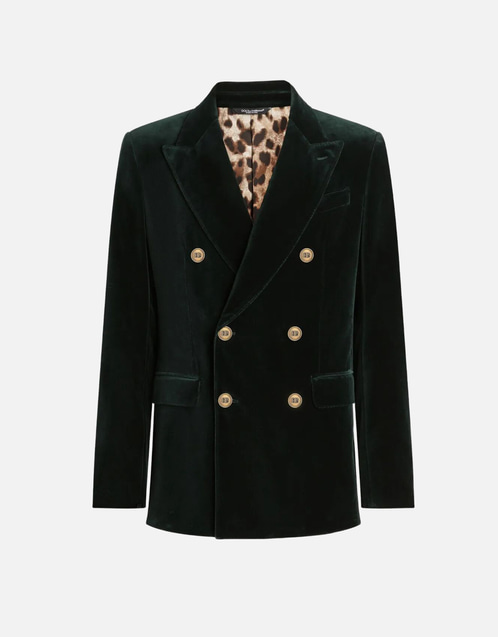 Men's Cotton Double-Breasted Velvet Jacket