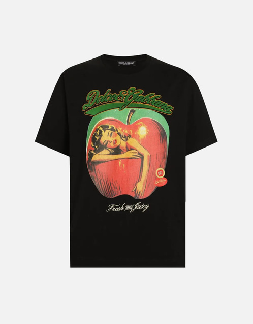 Men's Cotton Apple Printed T-Shirt