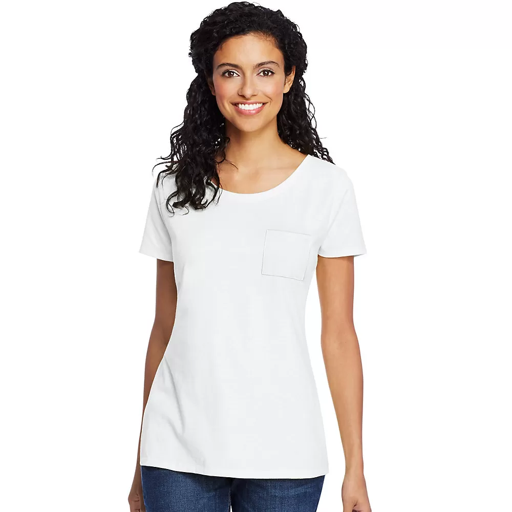 Hanes Women's Jersey Relaxed Crew Pocket Tee
