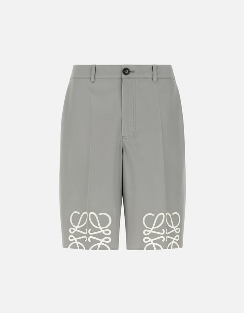 Men's Cotton Calfskin Leather Anagram Shorts