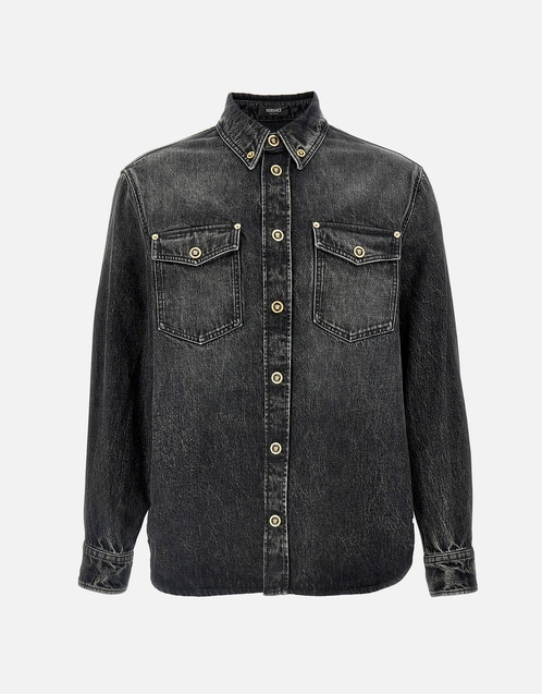 Men's Denim Stonewashed Long-Sleeved Overshirt