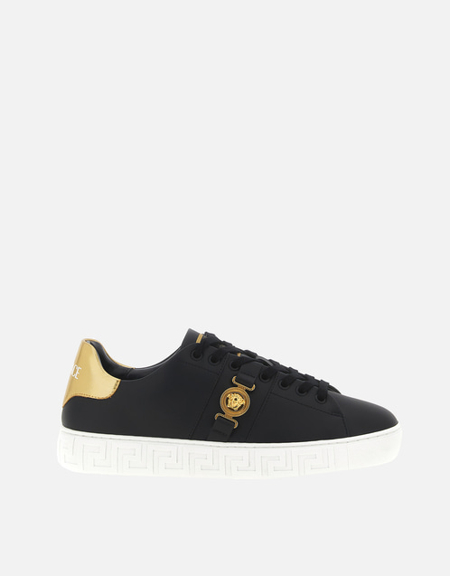 Men's Medusa Biggie Greca Calf Leather Lace-Up Sneakers