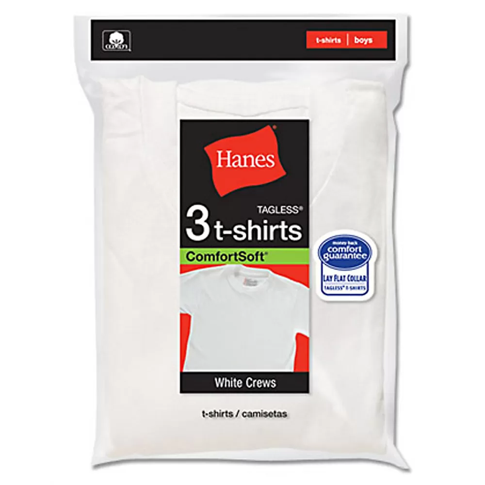 Hanes Toddler Boy's White Crew Neck T-shirts 3-Pack