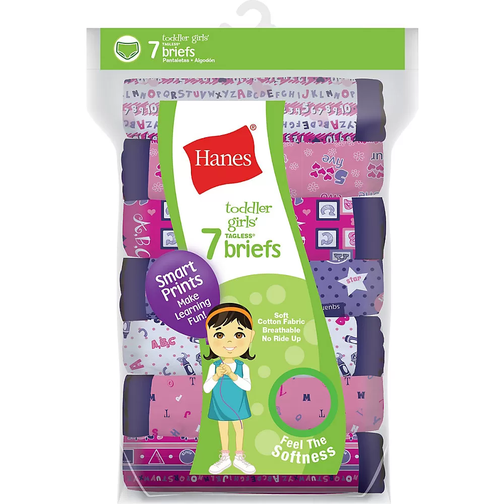 Hanes Tagless Toddler Girls Days of the Week Pre-Shrunk Cotton Briefs 7-Pack