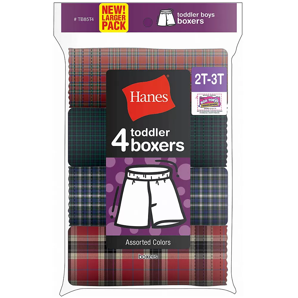 Hanes Toddler Boy's Tartan Boxer 4-Pack
