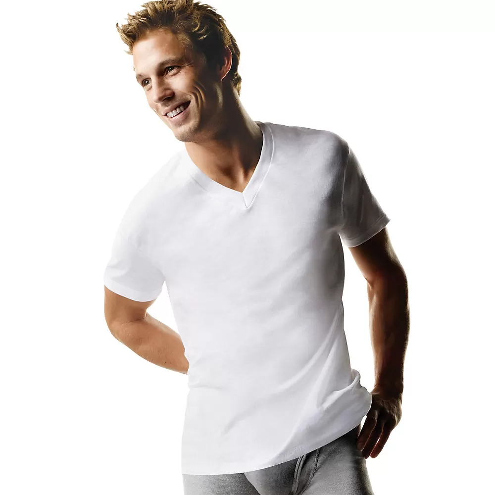 Hanes Big Men's ComfortSoft TAGLESS V-Neck Undershirt 3-Pack