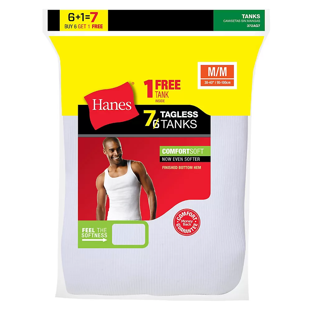 Hanes Men's TAGLESS ComfortSoft A-Shirt 7-Pack