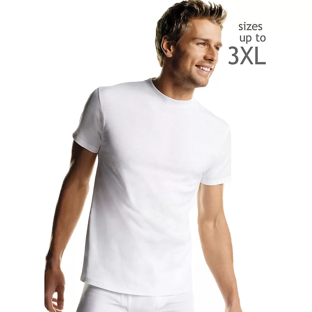 Hanes Men's White TAGLESS Crewneck Undershirt 5-Pack