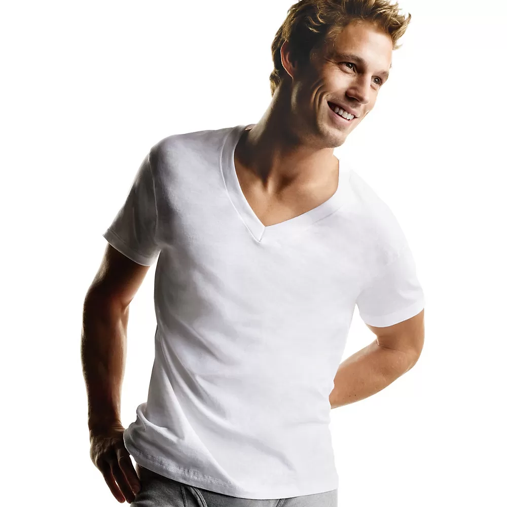 Hanes Men's TAGLESS V-Neck Undershirt 5-Pack