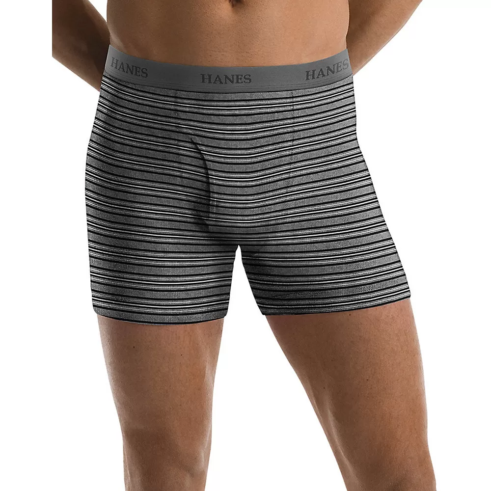 Hanes Men's TAGLESS Ultimate Fashion Stripe Boxer Briefs with Comfort Flex Waistband 5-Pack
