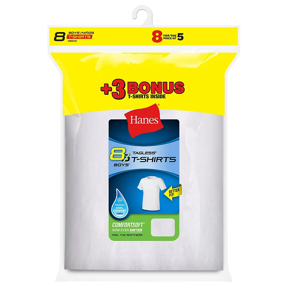 Hanes Boys ComfortSoft Crewneck Undershirt 8-Pack